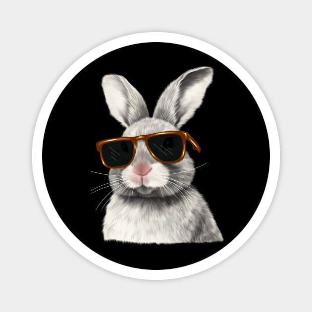 Cute Rabbit wearing Sun Glasses, Love Bunnies Magnet by logiamerch